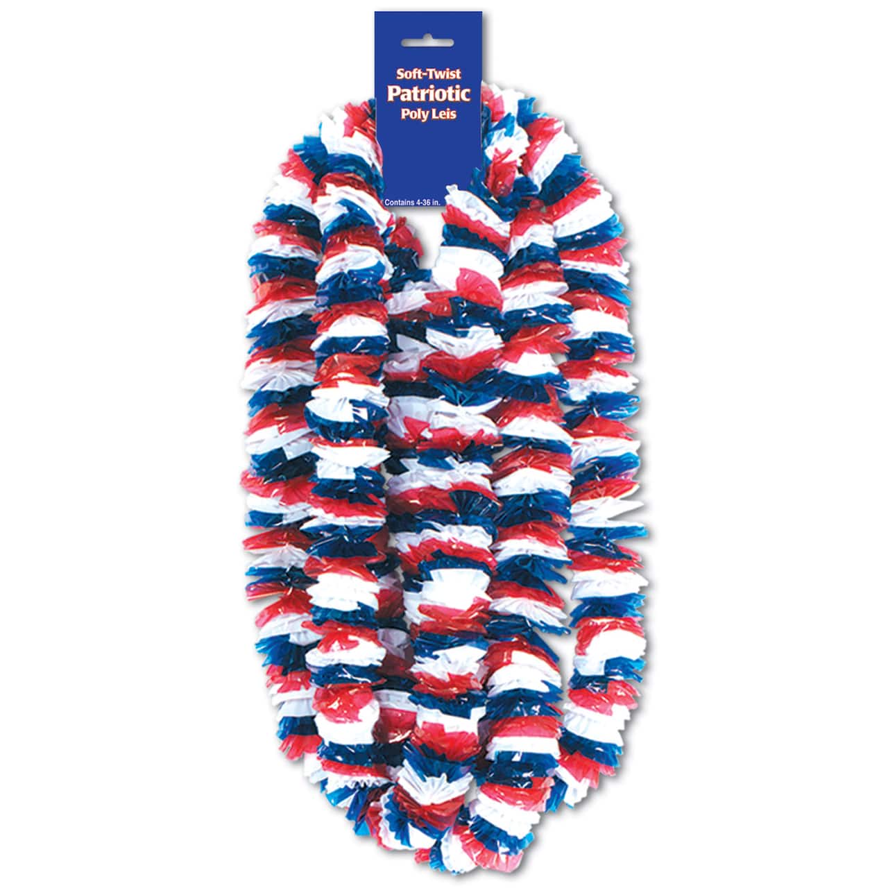 Beistle 36" Red, White & Blue Soft-Twist Patriotic Poly Leis, 2 Packs of 4